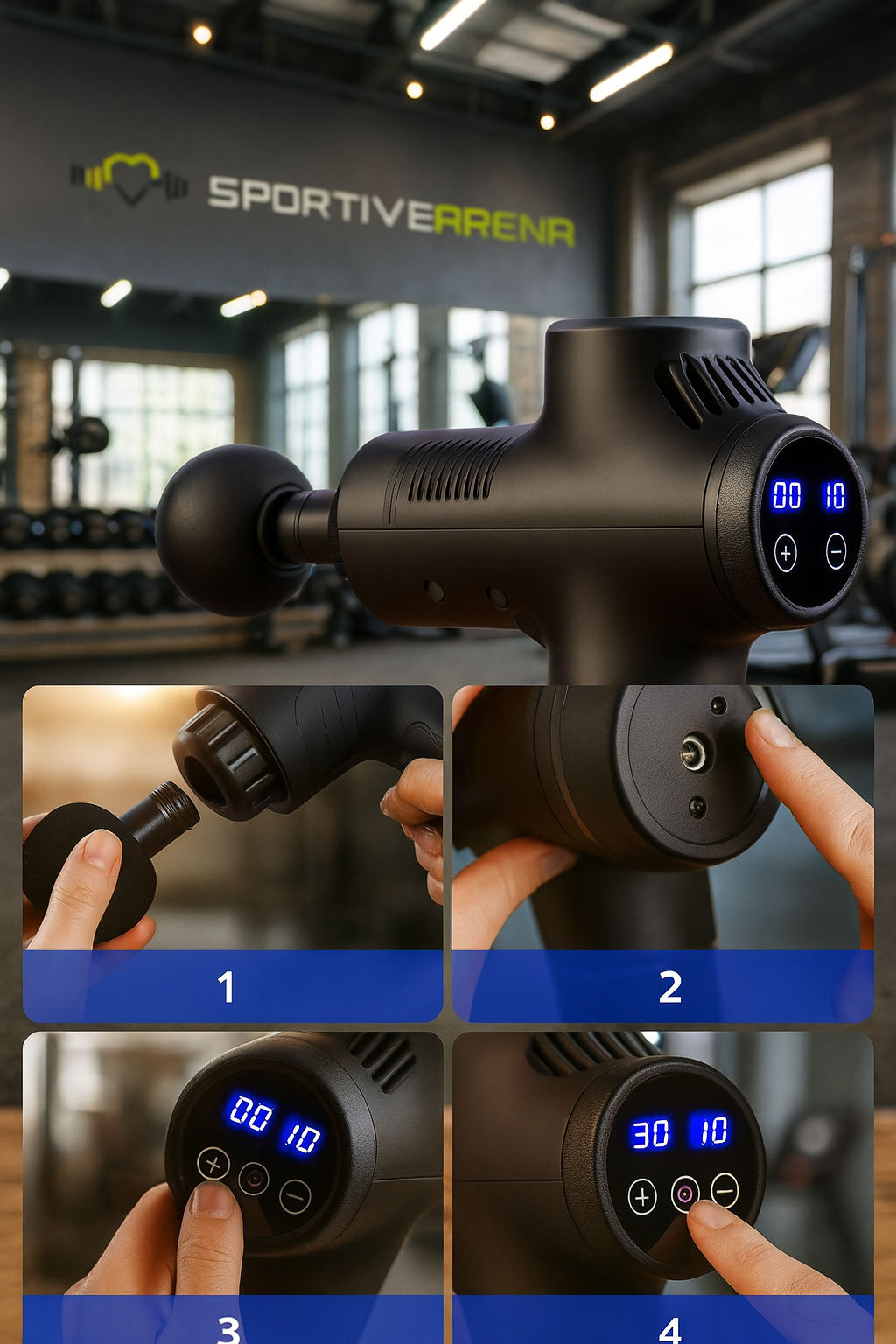 FlexiRelax - Powerful massage gun for muscle recovery, deep relaxation and sports performance SportiveArena